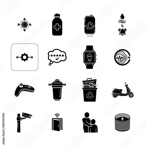 Real Estate and Construction Icon Set with House Blueprints, Keys, and Property Management Symbols for Housing Market