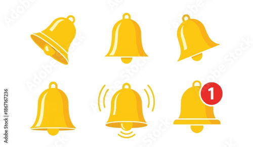 Collection of various bell icons in different states and styles