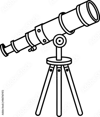 classic telescope on tripod stand for astronomical observation and stargazing