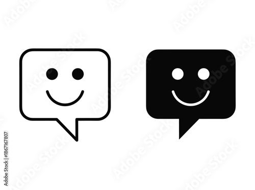 Simple smiling face icons in speech bubbles