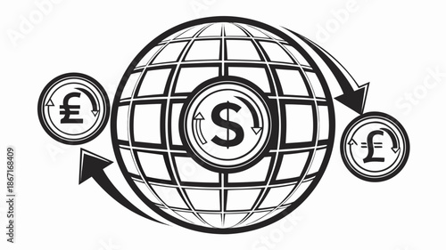 Global currency exchange and finance concept