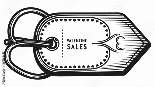 Valentine sales tag with hearts and keychain