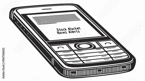 Mobile phone displaying stock market news alerts on screen