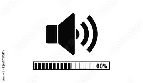 Black speaker icon with sound waves and volume level indicator