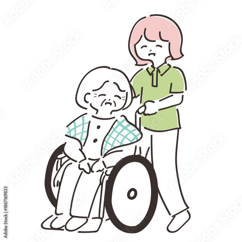 笑顔の介護士と高齢者　介護施設やデイサービスの介護風景