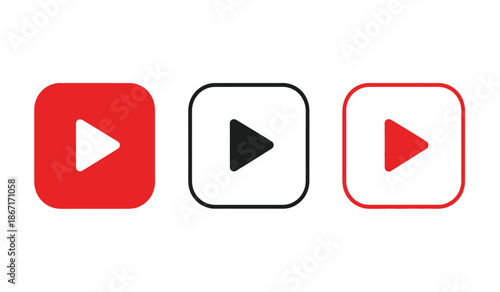 Play button icons for video players in red and black