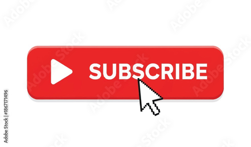 Red subscribe button with play icon and cursor