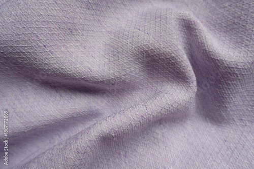 Rumpled light violet textured viscose pique fabric