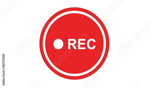 Red circle with white rec text and border