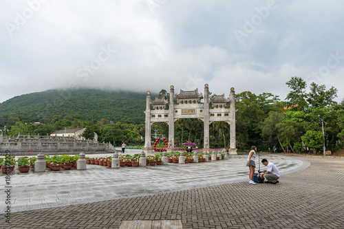 Wallpaper Mural Entrance Gate at Ngong Ping, to the Tian Tan Buddha or Giant Buddha. Hong Kong, China. 23 May 2025 Torontodigital.ca