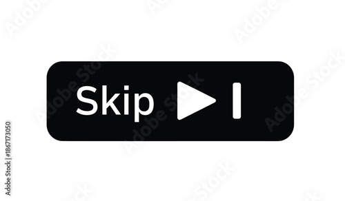 Black skip button with white text and play icon