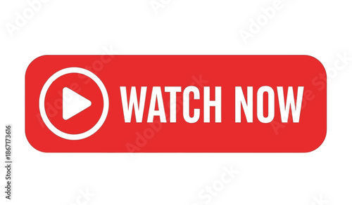 Red play button with watch now text on for video