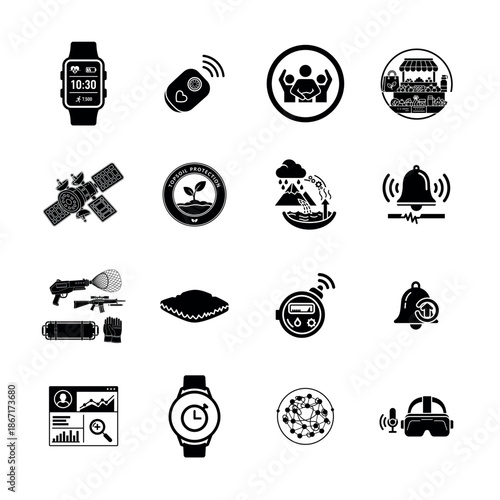 Security and protection icon set featuring safety privacy encryption and defensive technology symbols