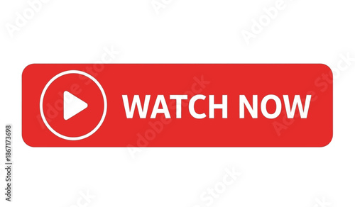 Red play button with watch now text on for video