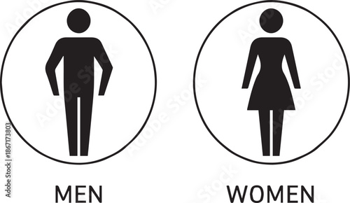 Black and White Men and Women Restroom Sign Icons