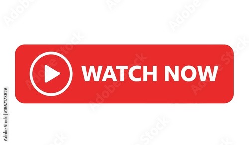 Red play button with watch now text on for video