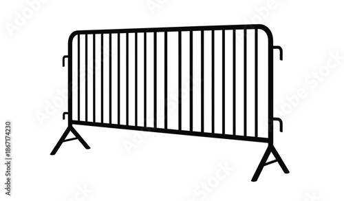Black metal barricade gate on for construction site