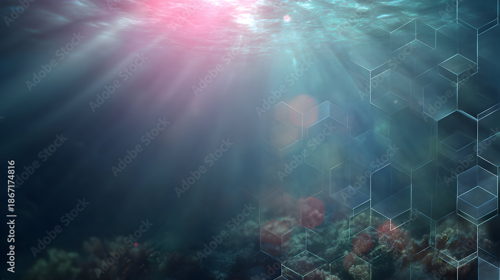 Obraz premium Abstract hexagonal pattern with sunlight