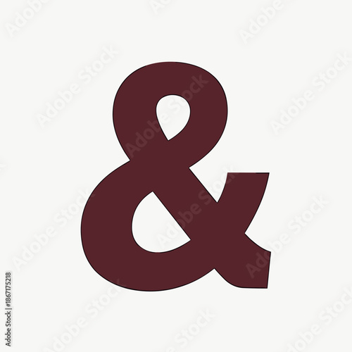 Dark red ampersand symbol stands out on simple light background, representing connection and inclusion. Useful for projects needing a clear directional concept or strategic guidance.