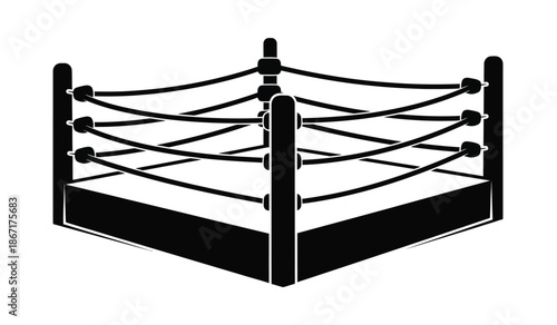 Black silhouette of a professional boxing ring