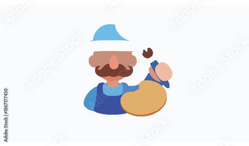 3D painter icon vector with paint palette brush and creative painting symbol