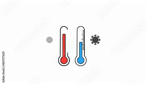 Thermometer line icon vector with Celsius Fahrenheit hot and cold temperature symbols