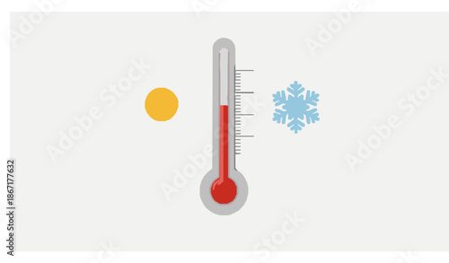 3D thermometer vector icon showing Celsius Fahrenheit and hot cold weather symbols