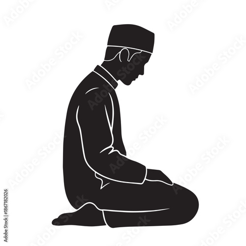Islamic Prayer Silhouette – Seated Devotion in Salah