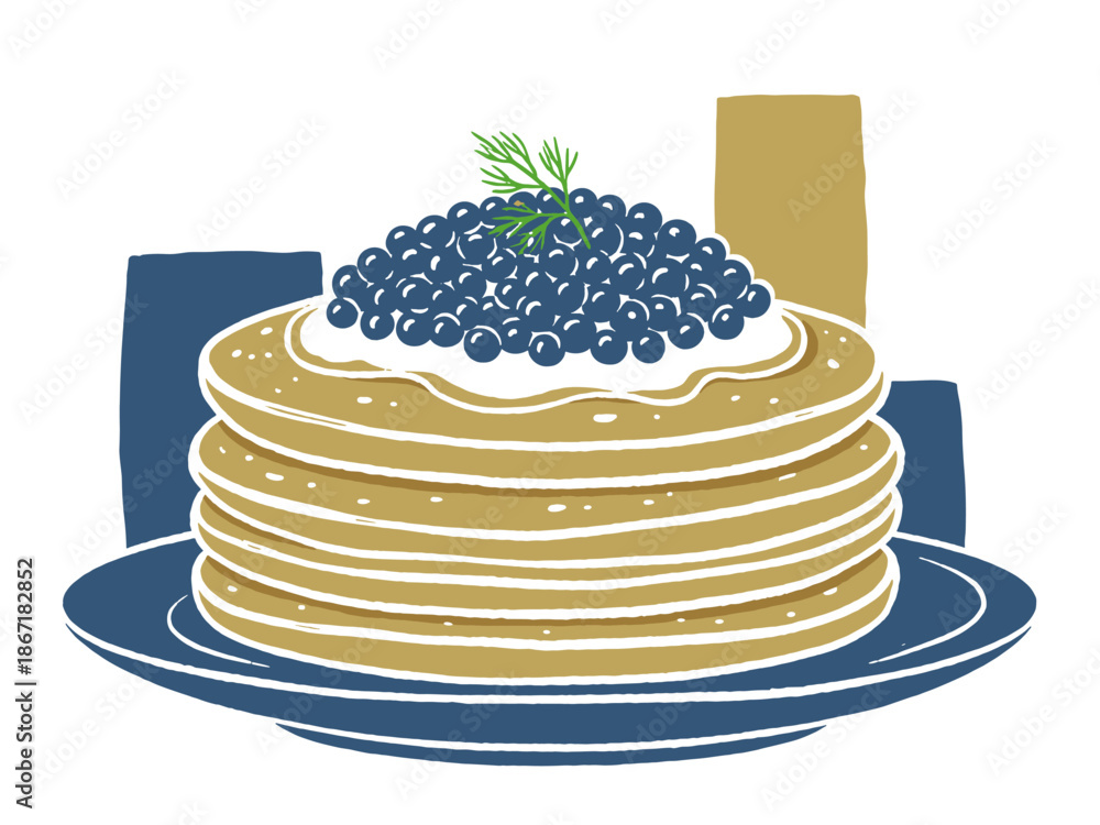 Ταπετσαρία Luxury Blini Stack with Caviar Illustration