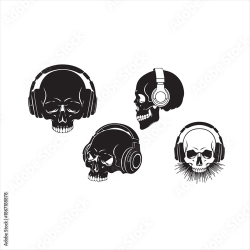 Skull vector silhouette clip art logo design icon collections