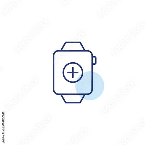 New task, screen add, app install, user workspace update. Plus on smart watch. Pixel perfect, editable stroke vector icon