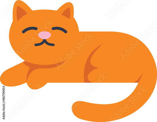 Adorable ginger cat lying down with closed eyes, enjoying a peaceful moment of rest and relaxation