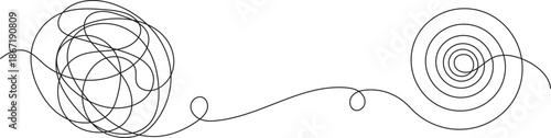 continuous line drawing of messy disorder to clarity, line art vector illustration