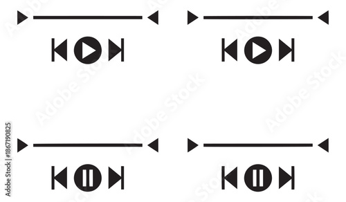 Media player navigation controls icons play pause rewind fast forward buttons