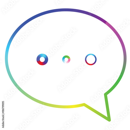 Vibrant rainbow speech bubble with playful eyes emoticon.