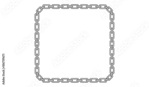 Chain link border frame isolated on white background