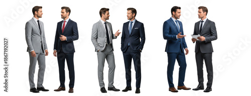 Diverse of business men talking together isolated on white