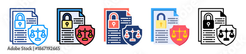 Data Protection Law Icon Sheet Multiple Style Collection 