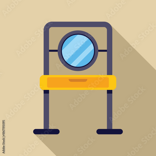 Stylish dressing table featuring a circular mirror and a convenient drawer, perfect for adding a touch of elegance to any room