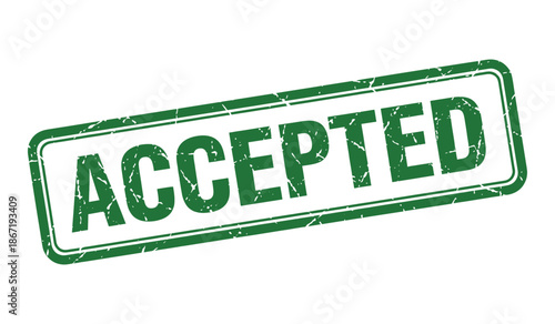 Green accepted stamp on white background approval confirmation