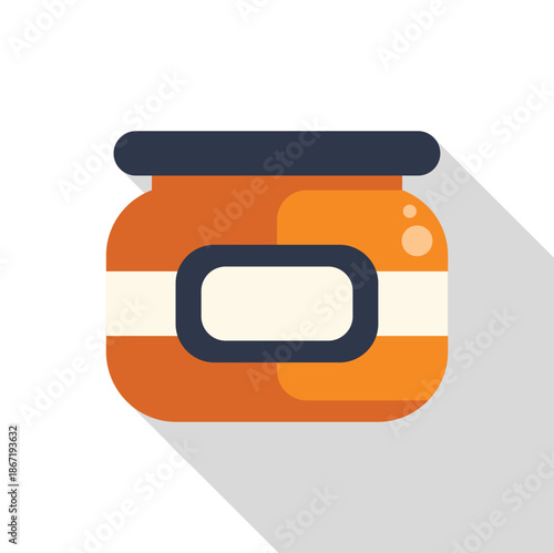 Jar icon with jam or jelly and a blank label on white