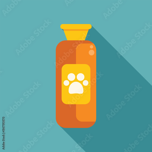 Pet shampoo bottle displaying a paw print, representing animal hygiene and grooming