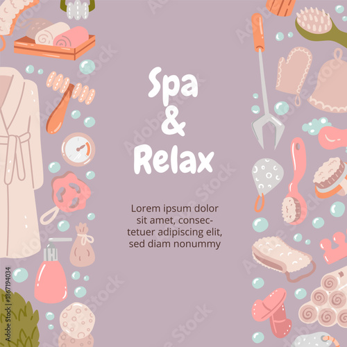 Vertical spa poster layout with plenty of space for your text. A complete professional design for wellness retreats and beauty treatments.