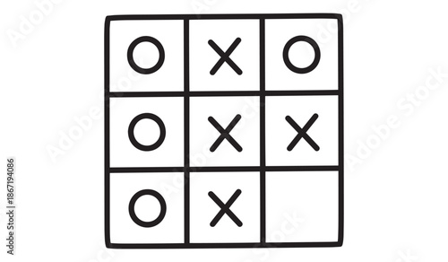 Tic tac toe game board with x and o symbols