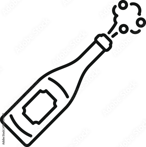 Sparkling wine bottle opening with effervescent bubbles, representing celebration and success