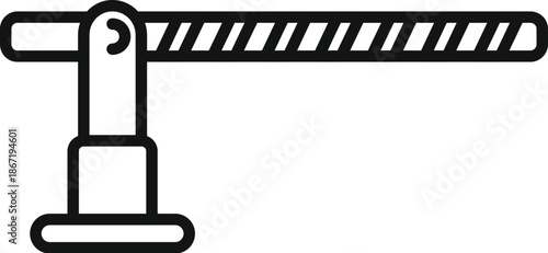 Boom barrier extending as a line art icon, symbolizing parking and restricted access