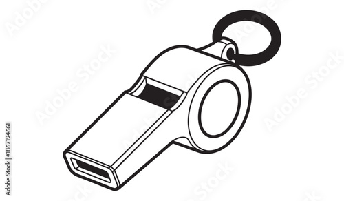 Simple line drawing of a referee whistle on a keychain