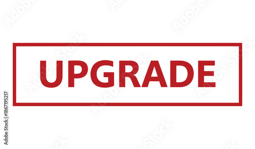 Red upgrade stamp on white background with rectangular border