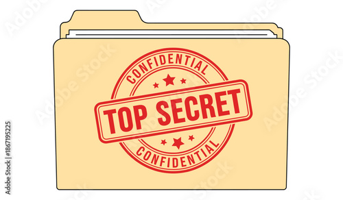 Top secret confidential file folder with stamp