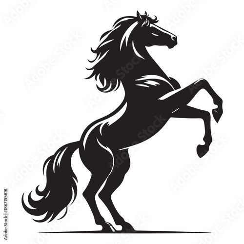 Black and white vector silhouette of a horse